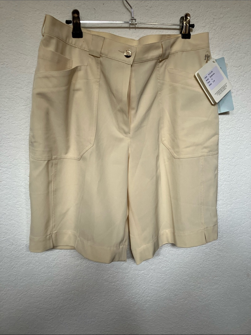 Masters Cream High-Rise Utility Bermudas with Patch Pockets